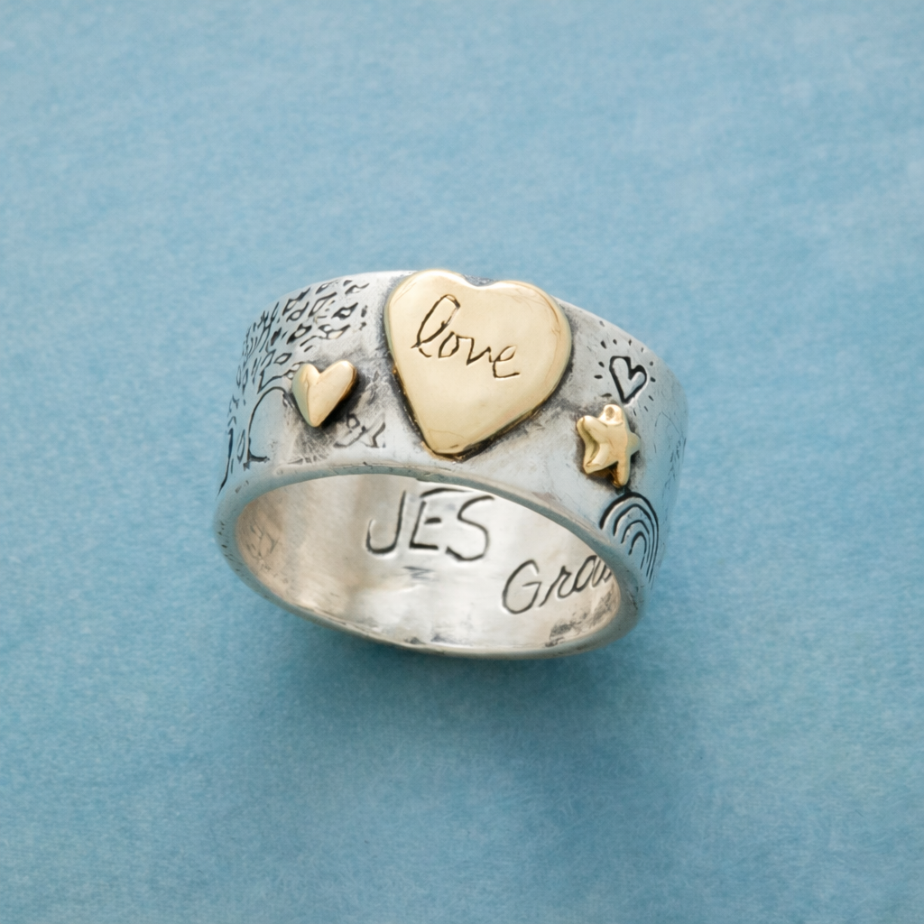 Vintage Two Tone Love Message Statement Band Ring