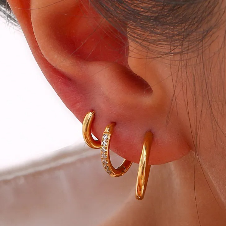 June Basic Zirconia Huggie Hoops Gold