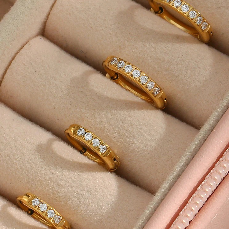 June Basic Zirconia Huggie Hoops Gold
