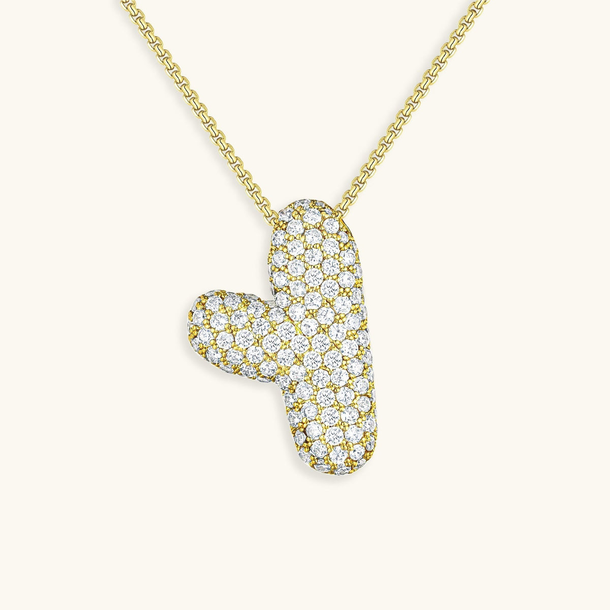 Pavé Diamond Bubble Initial Necklace