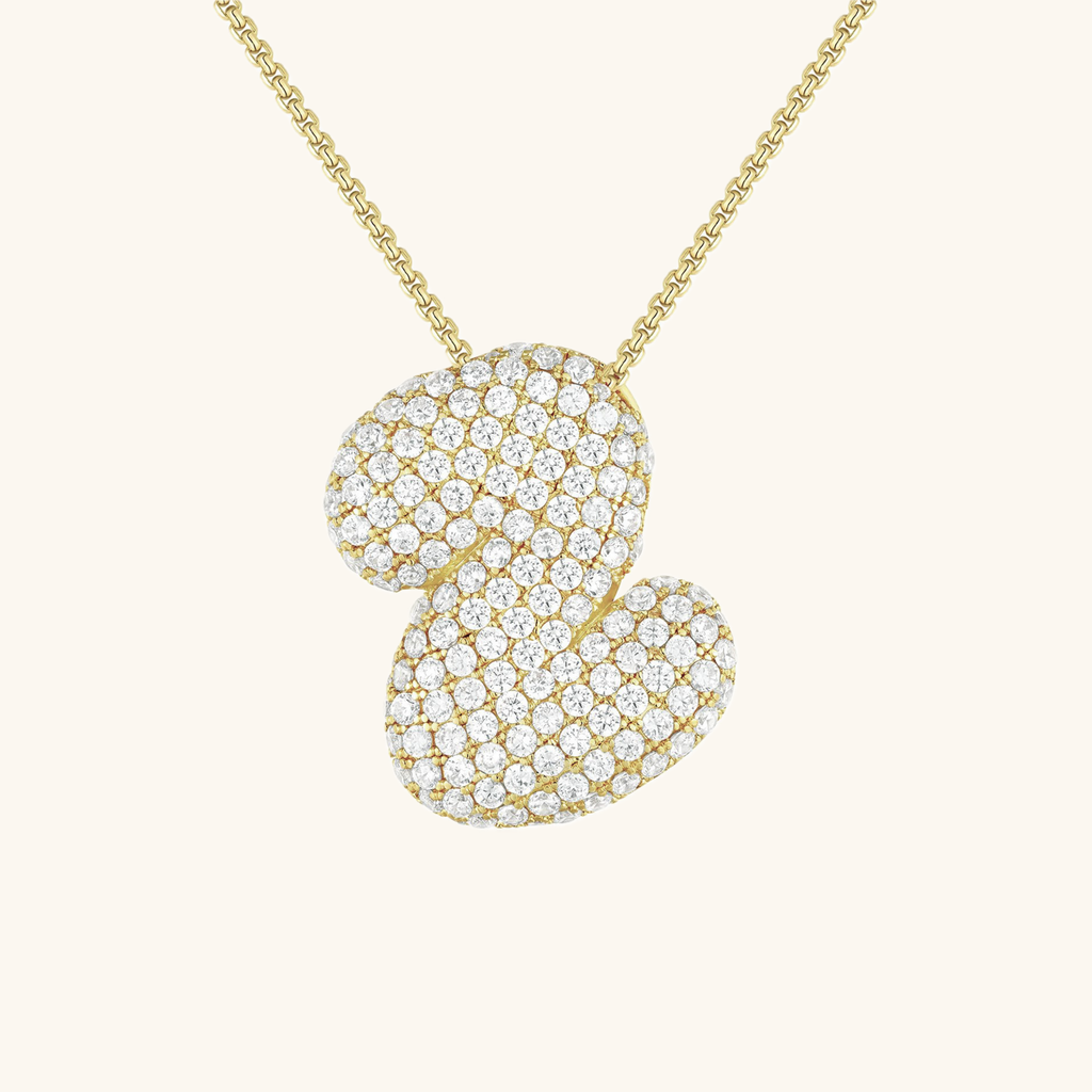 Pavé Diamond Bubble Initial Necklace