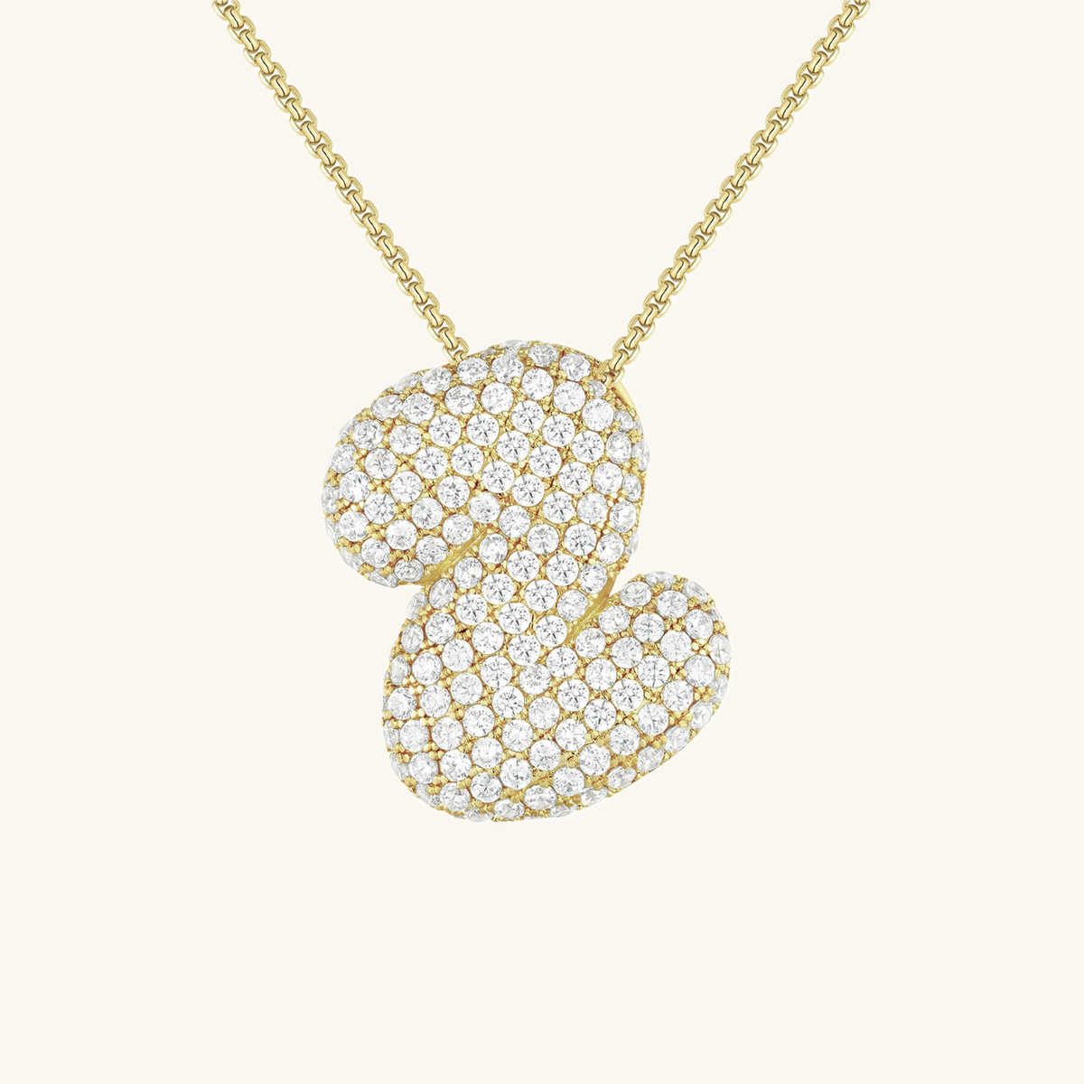 Pavé Diamond Bubble Initial Necklace