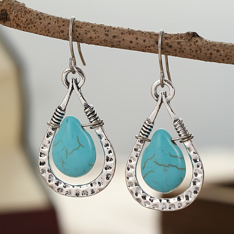 Water Drop Style Turquoise Pendant Earrings