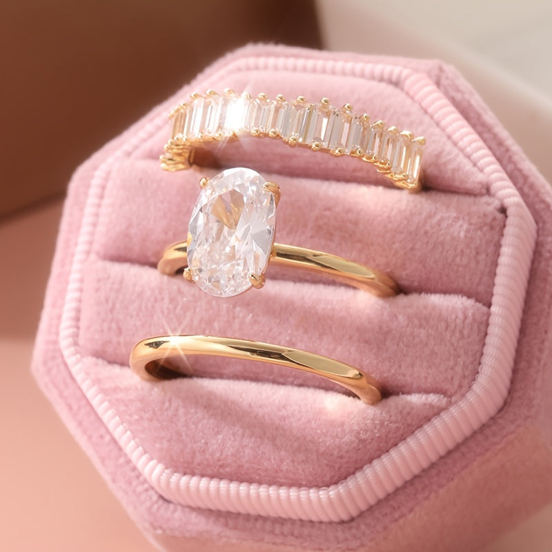 Sparkling Zirconia Stacked Rings Set