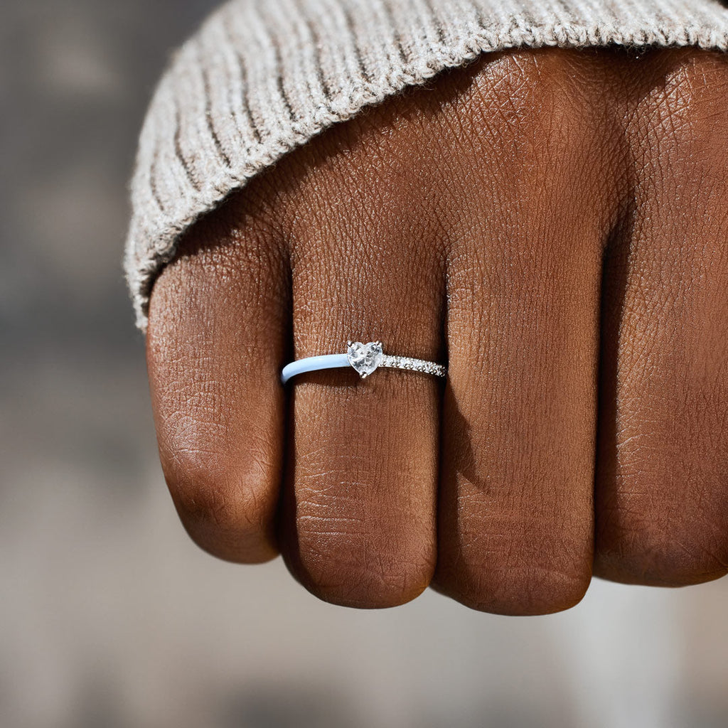 Timeless Heart-Cut Half Enamel Ring