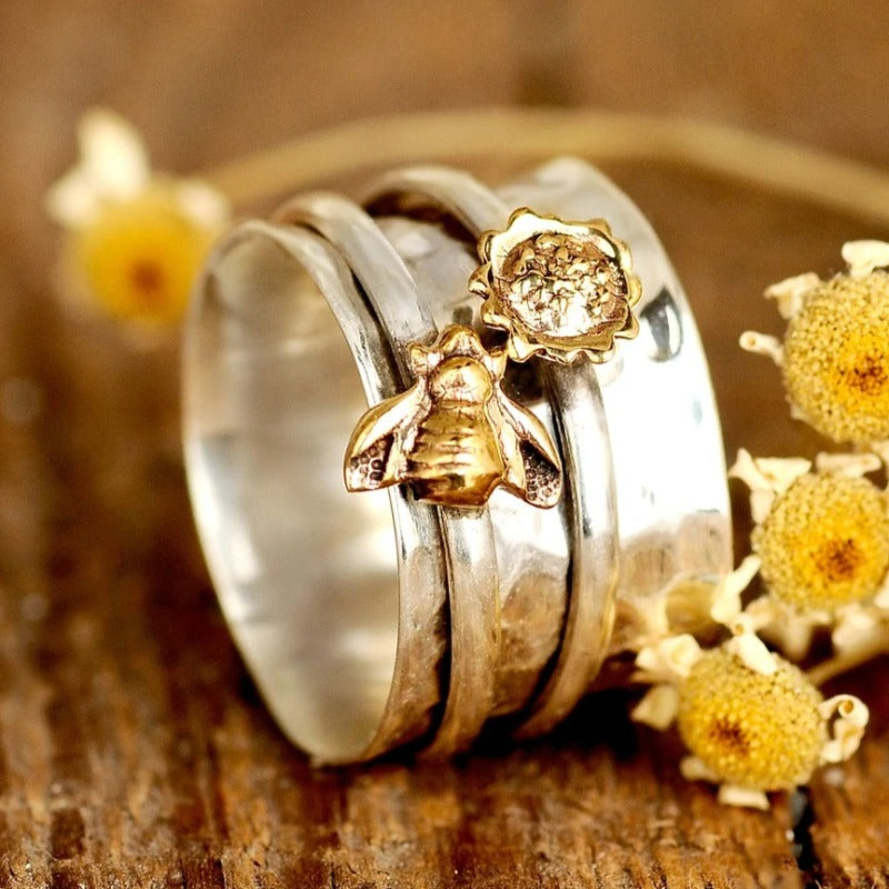 Vintage Easy Bee Flower Wide Rings