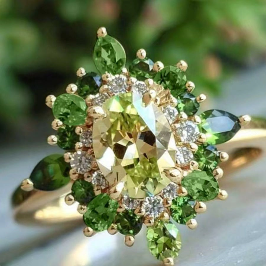 Two Tone Green Zirconia Ring