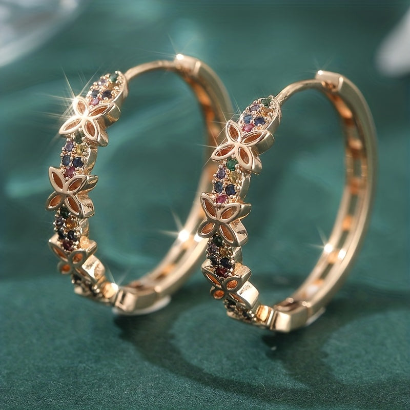 Multi Color Zirconia Floral Butterfly Earrings