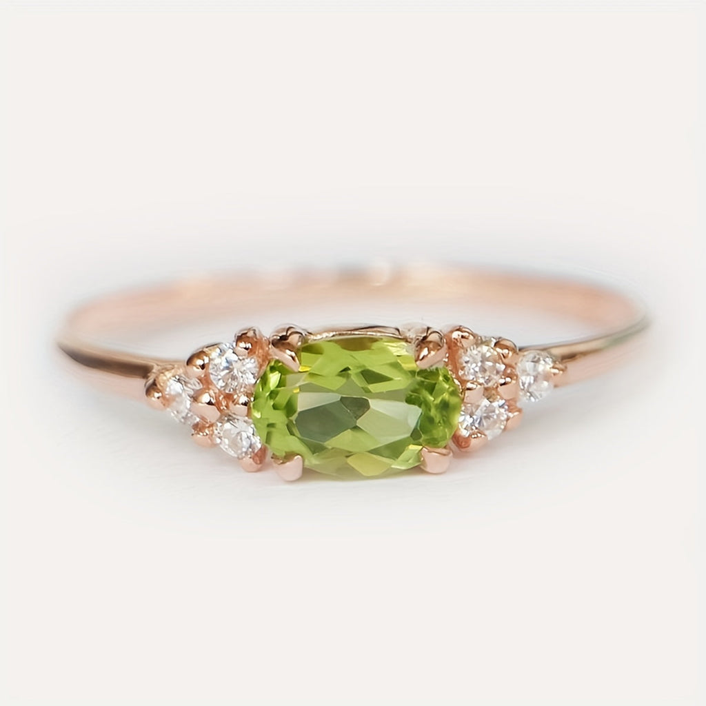 Classic Oval Zirconia Rose Gold Plated Ring