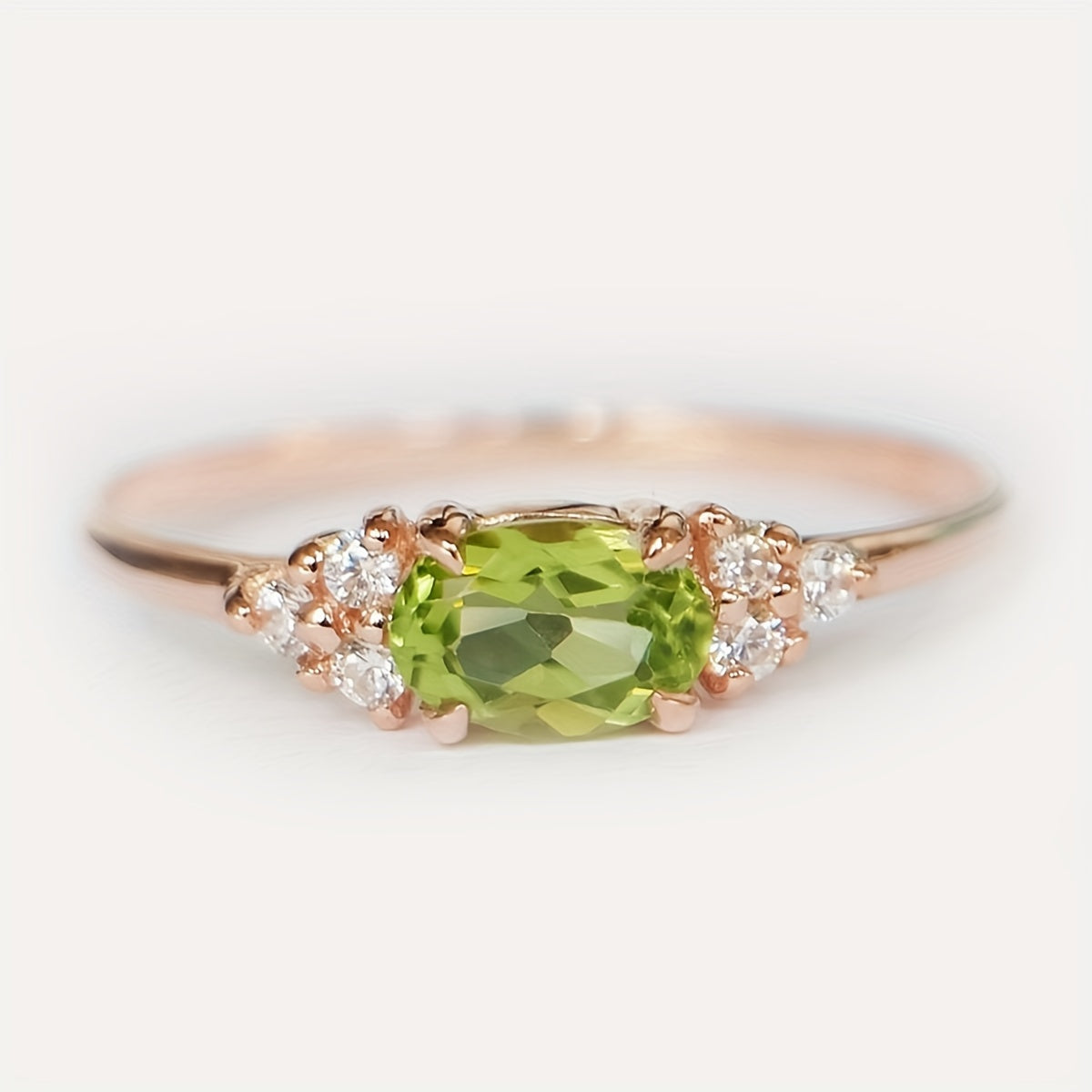 Classic Oval Zirconia Rose Gold Plated Ring