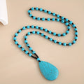 Beaded Large Teardrop Pendant Necklace