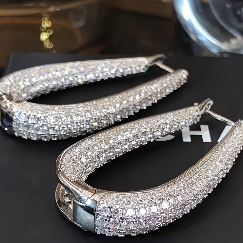Elegant Cubic Synthetic Zirconia Hoop Earring