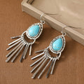 Zinc Alloy Tassel Design Turquoise Long Earrings