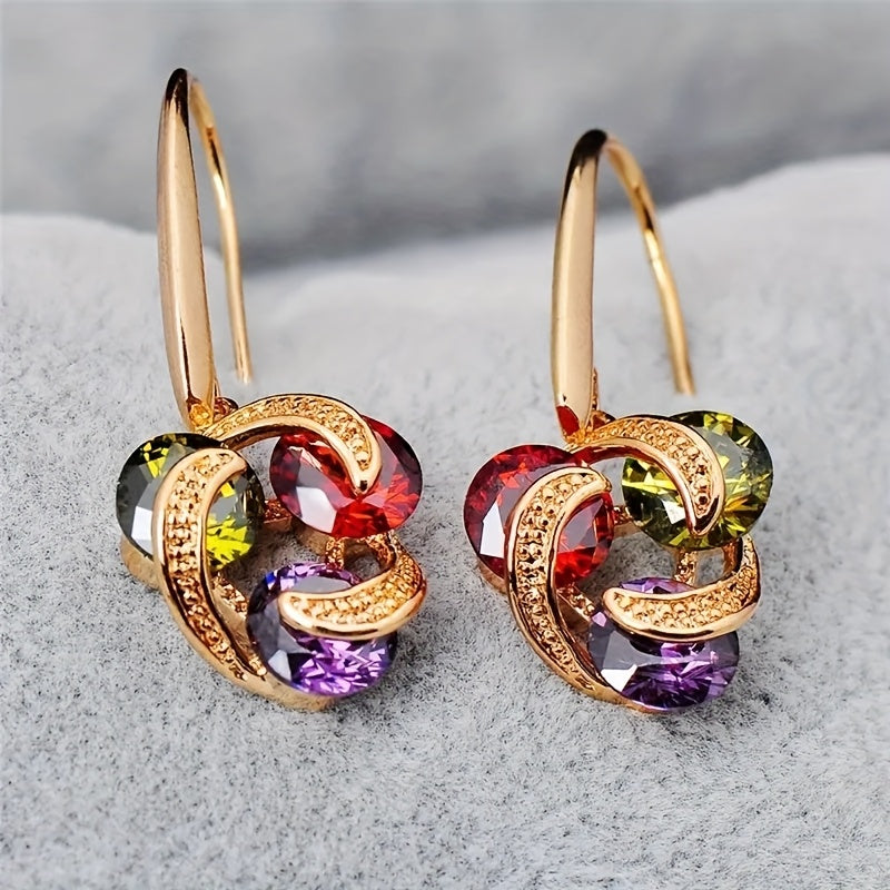 Colorful Zirconia Pendant Earrings
