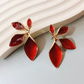 Vintage Leaf Statement Earrings with Gold Finish
