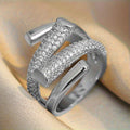 Classic Wide Gold Inlaid Zirconia Adjustable Open Band Ring