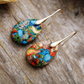 Multicolor Jasper Teardrop Dangle Earrings