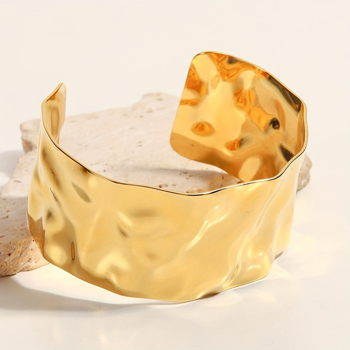 Elegant Polished Sculptural Wide Cuff Bracelet