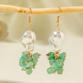Bohemian Green Bead Drop Cluster Earrings