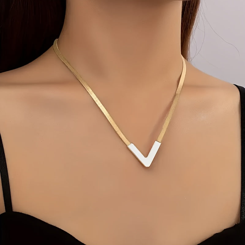 Sleek Minimalist Chain V-Shaped Pendant Necklace