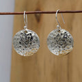 Round Shape Hammered Zinc Alloy Disc Drop Earrings