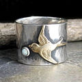 Vintage Nature Inspired Silver Plated Hummingbird Ring