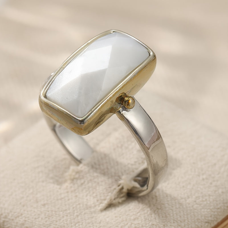 Geometric Moonstone Ring