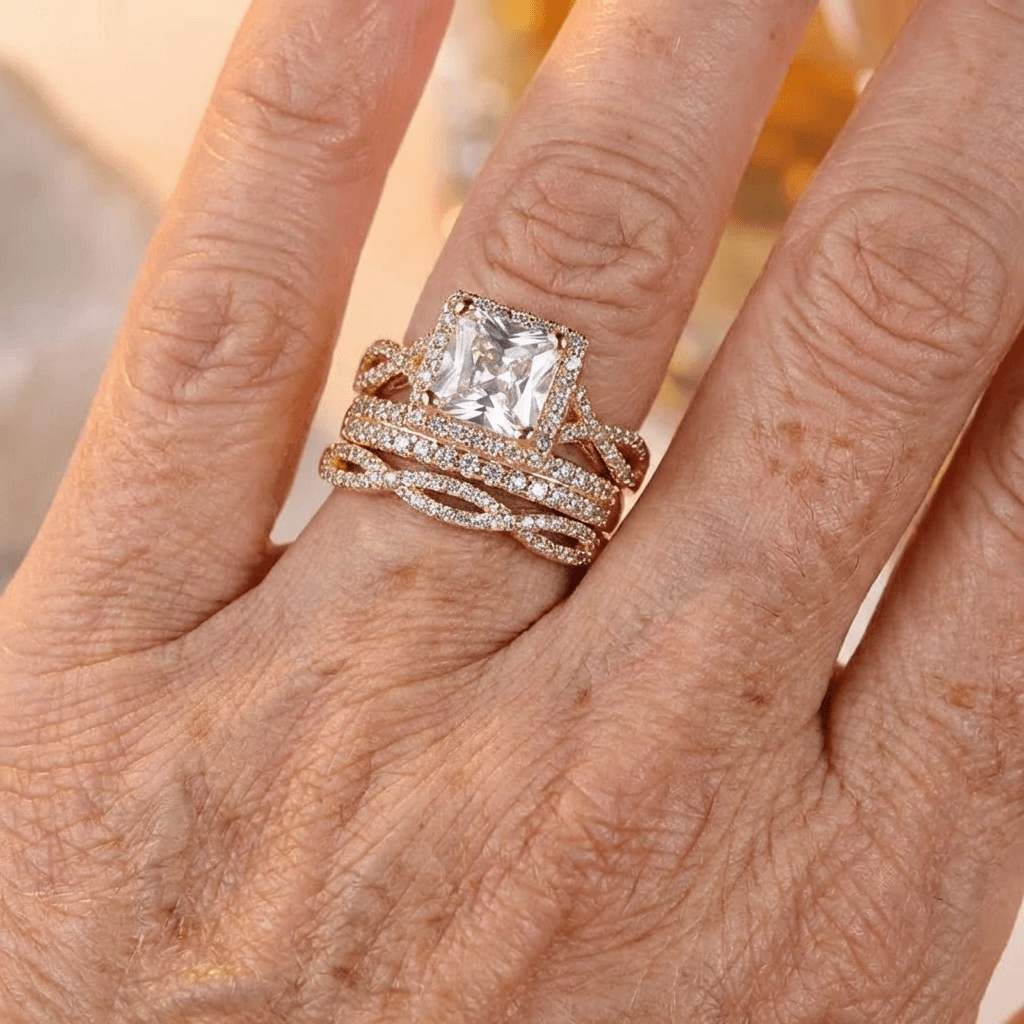 Pavé Solitaire Ring Trio Set