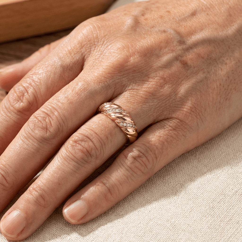 Elegant Zirconia Inlaid Twisted Design Gold Plated Ring