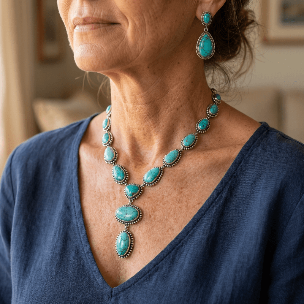 Turquoise Statement Necklace & Earrings
