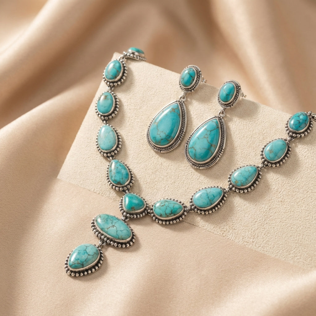 Turquoise Statement Necklace & Earrings