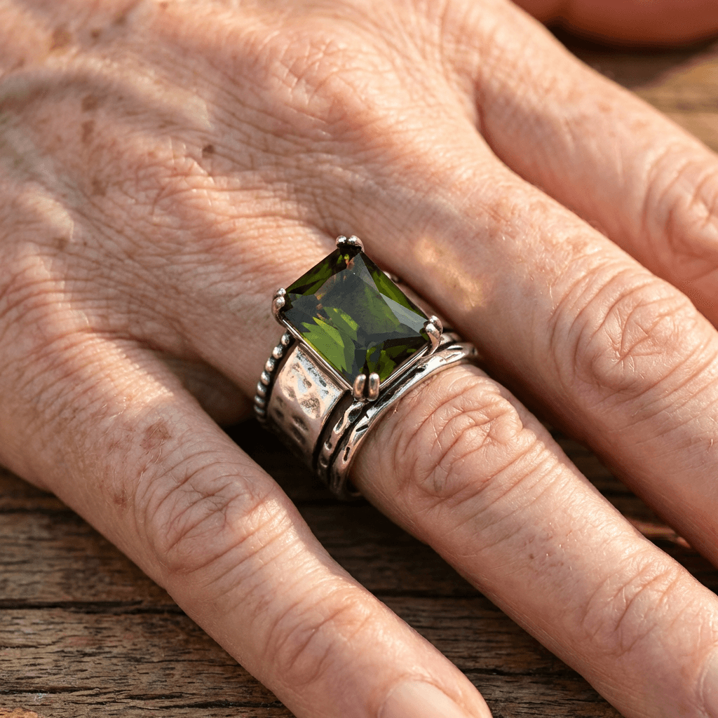 Geometric Cut Zircon Silver Plated Ring