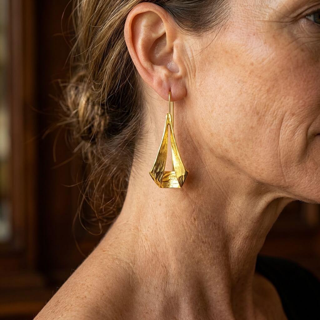 Hollow Geometric Hammered Pendant Earrings
