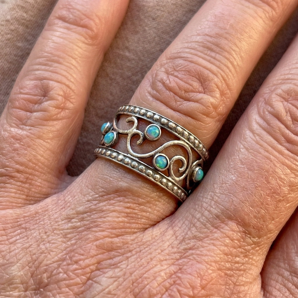 Hollowed Out Design Wide Band Ring