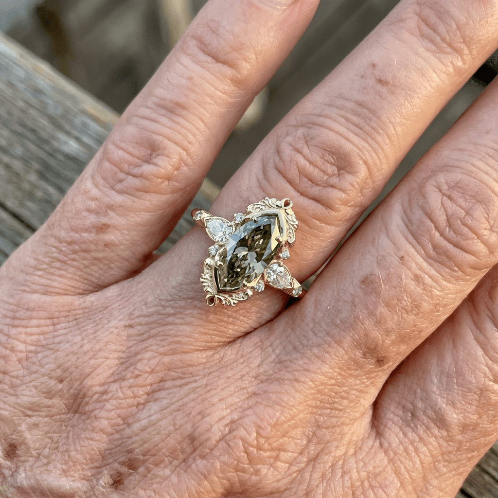 Elegant Green Cubic Zirconia Copper Engagement Ring