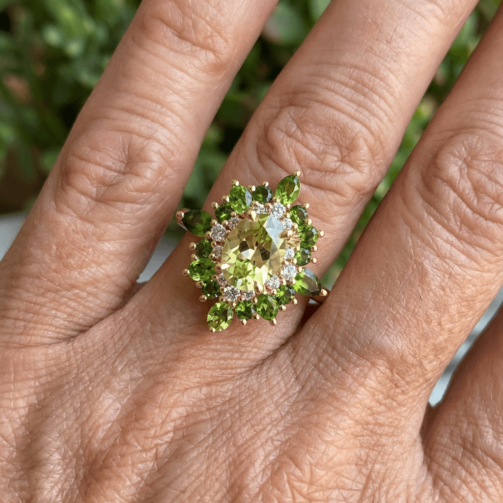 Two Tone Green Zirconia Ring