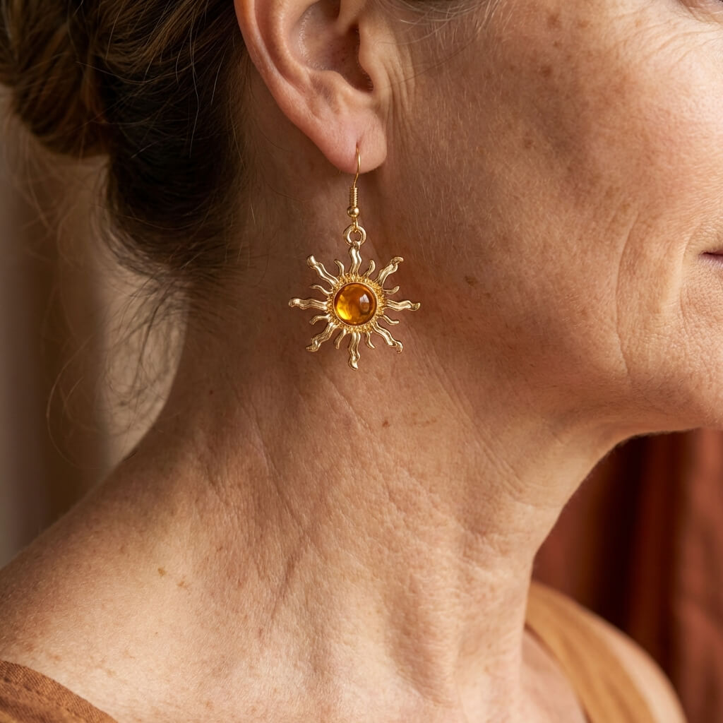 Sunflower Acrylic Gold Plated Dangle Earring