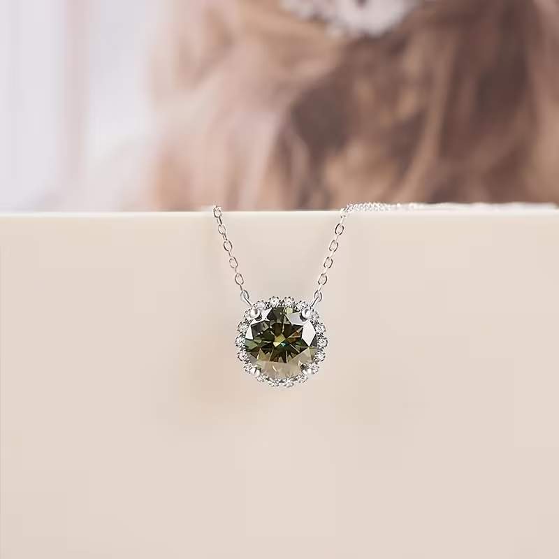 Moss Agate Geometric Round Necklace