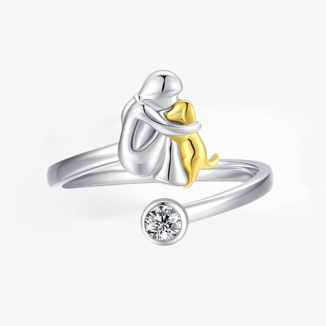 Hayley – Adjustable Dog Embrace Ring with Crystal Accent